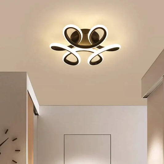 Modern abstract black and white decorbites led ceiling light with sleek intertwined rings for kitchen decor