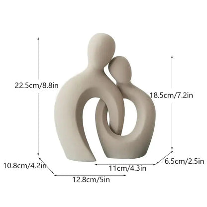 Cream-colored ceramic couple love sculpture with abstract intertwined forms for modern living room decorbites couple love