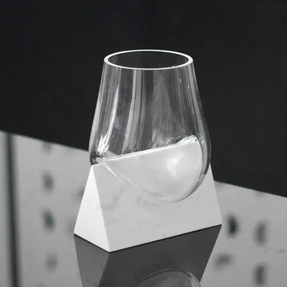 Modern abstract glass vase with clear tapered bowl and marble base for decorbites abstract glass living room decor