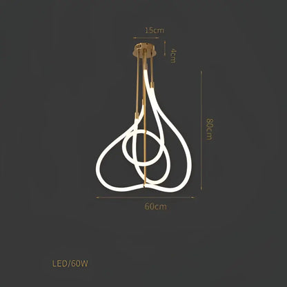 Modern abstract white and gold lines chandelier with sleek intertwined design and gold-toned metal fixtures decorbites lines chandelier