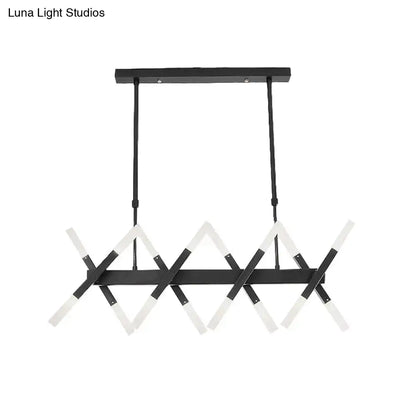 Black metal decorbites modern acrylic tube island pendant light with white intersecting acrylic tube lights black white