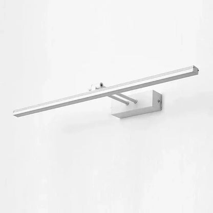 Modern silver led wall-mounted vanity mirror light with sleek minimalist design and clean lines for bathroom use