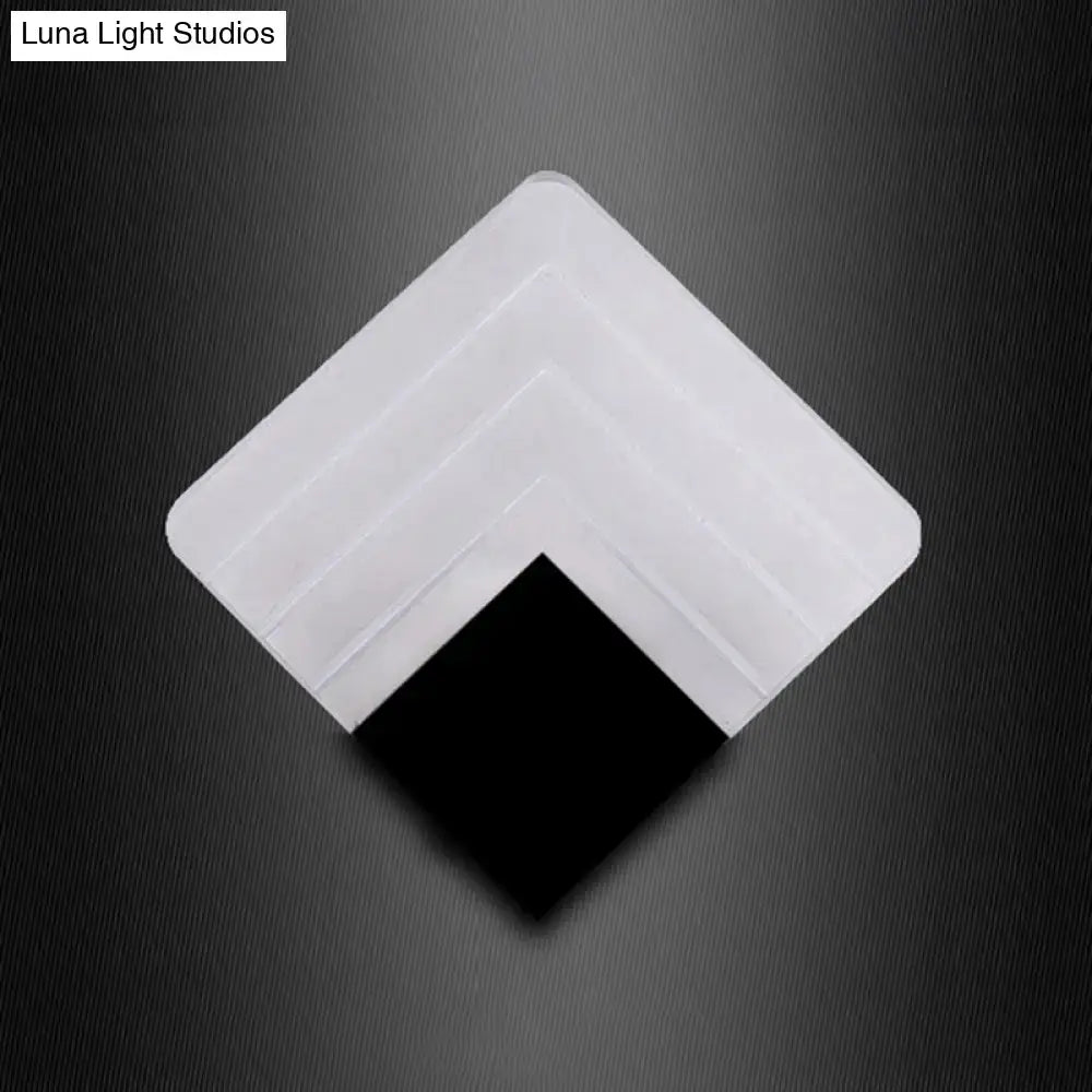 White square-shaped corner protector with black inner section for modern aged silver and black square led wall sconce