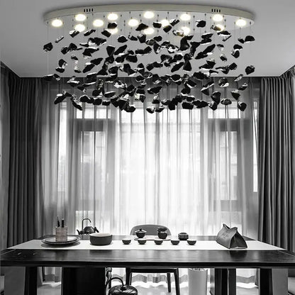 Modern black irregular stone pendant chandelier with colorful crystal stone accents perfect for dining room decorbites colorful crystal
