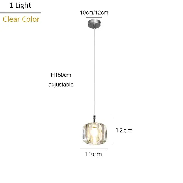 Modern amber and gold crystal led chandelier featuring a clear glass pendant light with faceted design and chrome mount decorbites crystal led