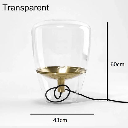 Modern amber balloons led glass table lamp with transparent glass and brass base for home office decor