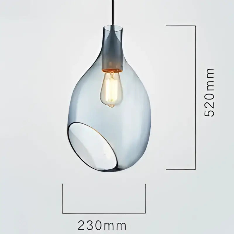 Modern amber and blue glass pendant lights featuring sleek teardrop-shaped frosted glass pendant with edison bulb