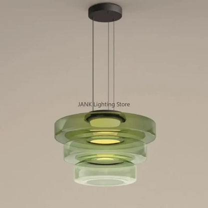 Modern green glass chandelier led pendant with sleek black ceiling mount for dining room led pendant lights