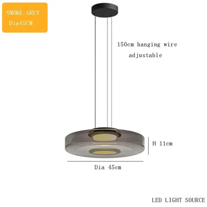 Smoke grey glass chandelier led pendant with modern design and led light source for dining room chandelier use