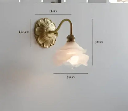 Antique brass led wall lamp with delicate frosted glass shade suitable for bedroom wall sconce lighting