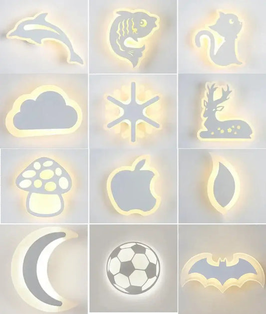 A collection of modern animal acrylic kids led wall lights with glowing edges for bedroom decorbites kids led decor