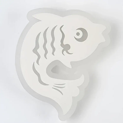 White silicone fish-shaped mold with embossed details for modern decorbites kids led wall light bedroom decor