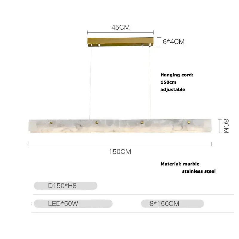 Modern art deco marble steel rectangular pendant light black and gold with 8cm height and 150cm length decorbites art deco