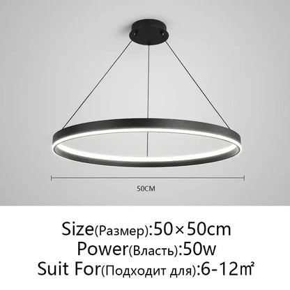 Modern artistic black chandelier led pendant light with sleek minimalist design and 50cm diameter by decorbites artistic black