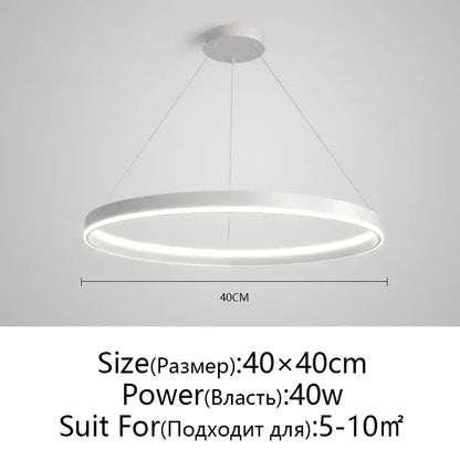 Modern white circular led ceiling light with 40cm diameter complements decorbites artistic black chandelier living room pendant light