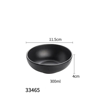 Modern asymmetrical black melamine plastic dipping sauce bowl with smooth matte finish and rounded edges by decorbites black melamine