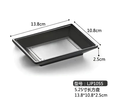 Black rectangular melamine plastic dipping sauce tray 13.8cm x 10.8cm x 2.5cm from decorbites black melamine collection