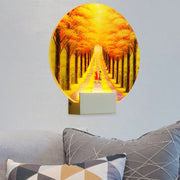 Modern autumn forest acrylic wall lamp with glowing orange and yellow trees wall lamp fixture height 12in
