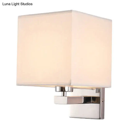 Modern beige fabric shade wall light with square shape and polished chrome frame for e26 e27 bedroom sconce
