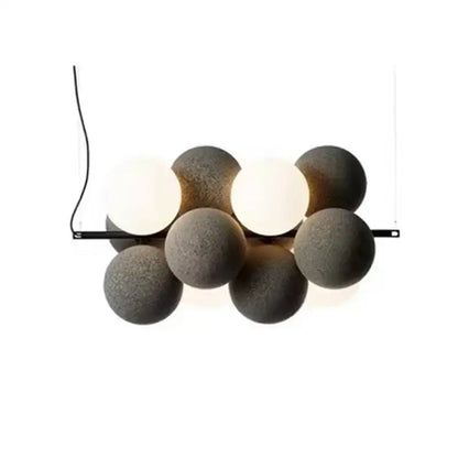Modern beige and white abstracta pendant lamp featuring matte black spherical bulbs for dining room decorbites pendant lamp