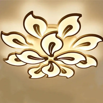 Modern beige and white flower led ceiling light featuring a warm lotus petal design for elegant living room illumination