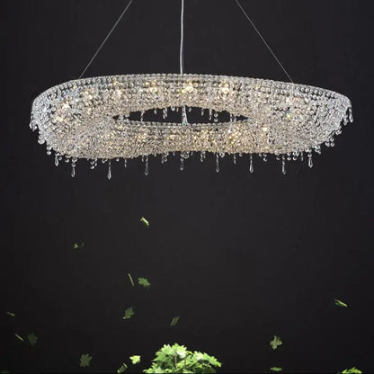 Modern bird nest crystal pendant chandelier featuring sparkling multi-tiered beads and crystals for living room decorbites bird nest light