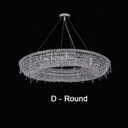 Modern bird nest crystal pendant chandelier with clear teardrop crystals and circular ring design for living room decorbites bird nest