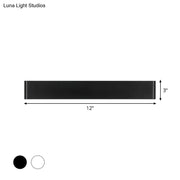 Modern black 12 inch led vanity wall sconce rectangular strip designed for bathroom vanity wall lighting
