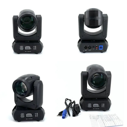 Modern black 150w led moving head light with glossy finish and adjustable lens housing for stage and living room decor
