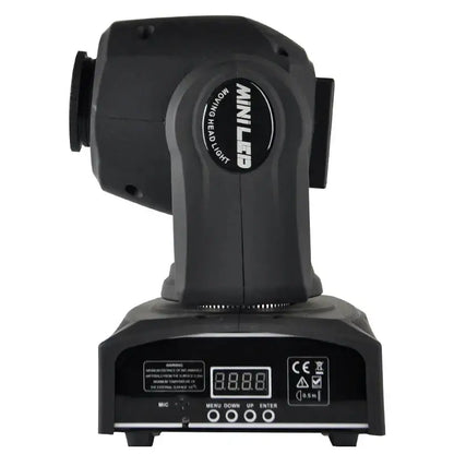 Modern black 30w led moving head spot light with digital display and control buttons for stage and event spaces