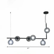 Modern black metal chandelier decorbites dome glass ceiling light with five frosted globes compatible with led incandescent fluorescent 220v-240v 110v-120v