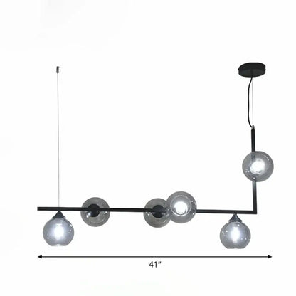 Modern black metal chandelier decorbites dome glass ceiling light with five frosted globes compatible with led incandescent fluorescent 220v-240v 110v-120v