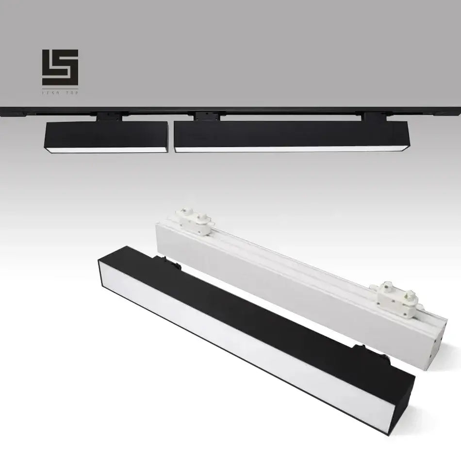 Modern black 60cm led track light with sleek rectangular black and white fixtures for office linear strip lighting