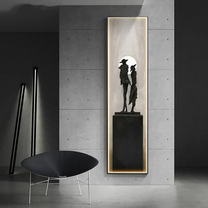 Modern black abstract art led wall lamp featuring silhouette figures on pedestal for living room decorbites decorbites abstract art