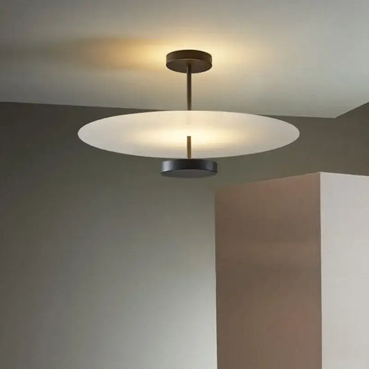 Modern minimalist black acrylic round chandelier with frosted glass disc and dark bronze frame for living room decorbites black acrylic