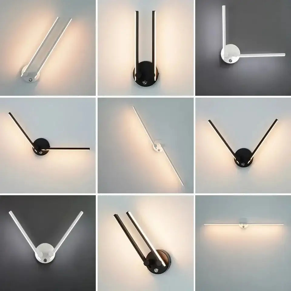 Modern black adjustable double arm wall light with sleek white led bars for living room decorbites wall light decor