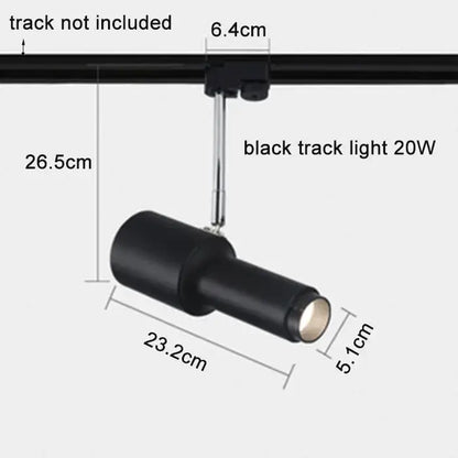 Modern black adjustable focus track lights with metallic mounting arm for commercial gallery lighting by decorbites adjustable focus