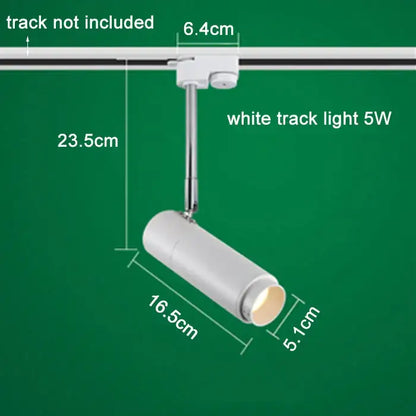 White 5w track lights with cylindrical body and chrome adjustable arm for decorbites adjustable focus commercial lighting