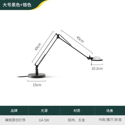 Modern black decorbites adjustable led desk lamp with chrome articulated arm for study or bedroom use