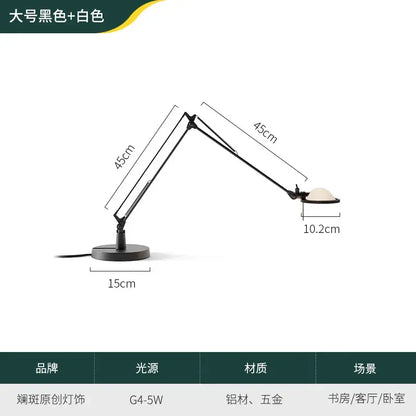 Modern black decorbites adjustable led desk lamp with sleek aluminum frame and off-white dome shade for study or bedroom decor