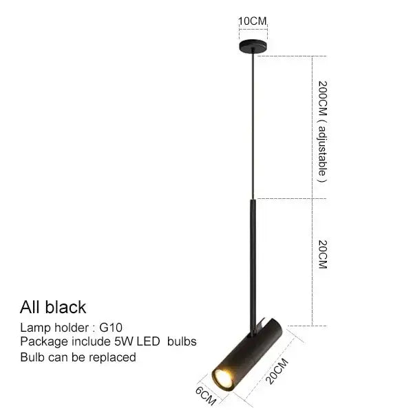 Modern black adjustable led spotlight chandelier with sleek cylindrical design and 20cm length for living room decorbites adjustable led