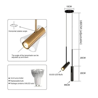 Modern black adjustable led spotlight chandelier with sleek cylindrical body and gold lamp housing for living room decorbites adjustable led