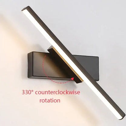 Modern black adjustable led wall sconce with sleek angular design and 330° rotation for bedroom lighting