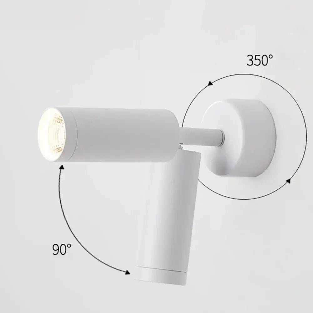 Modern black decorbites adjustable metal spotlight wall lamp with white cylindrical head 350° rotation and 90° tilt