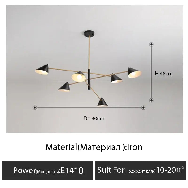 Modern black and brass cone pendant light with iron arms and central column for dining room decorbites cone pendant