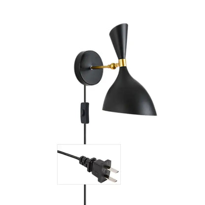 Modern black and brass industrial wall lamp with black matte finish and adjustable arm for living room decorbites black white