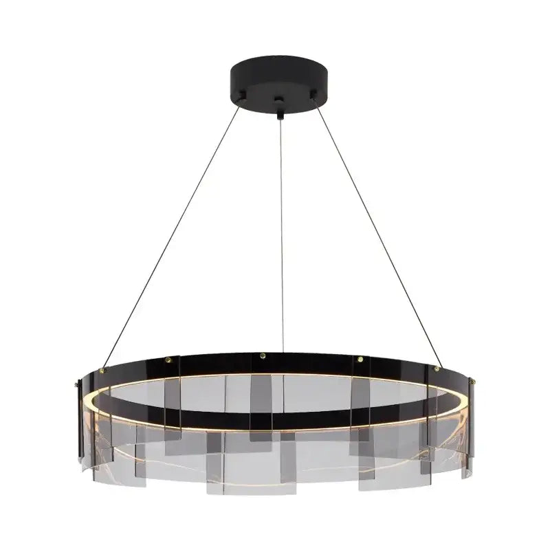 Modern black and clear acrylic luxury chandelier with integrated led lighting for kitchen island decorbites glass circle led