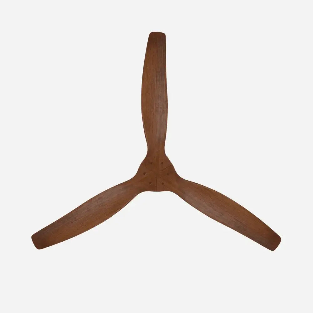 Modern black and dark brown ceiling fan with three wood blades and a central hub ideal for living room use