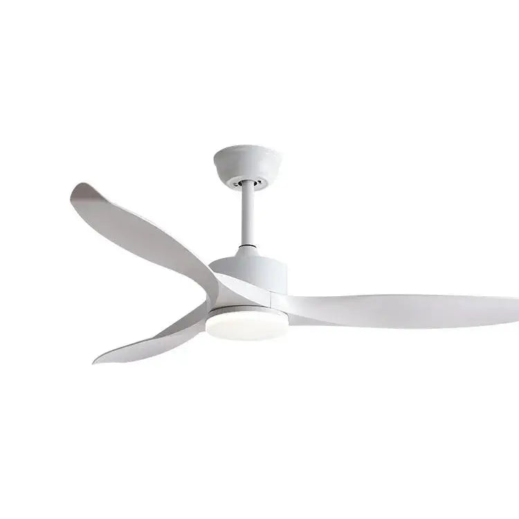 Modern white ceiling fan with sleek curved blades and integrated led light for living room with remote control copper dc ceiling