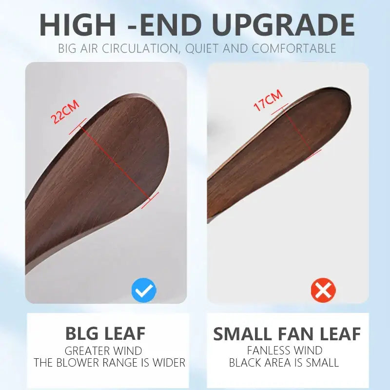 Modern black and dark wood led ceiling fan with dark brown wooden fan blades 22cm and 17cm for living room use